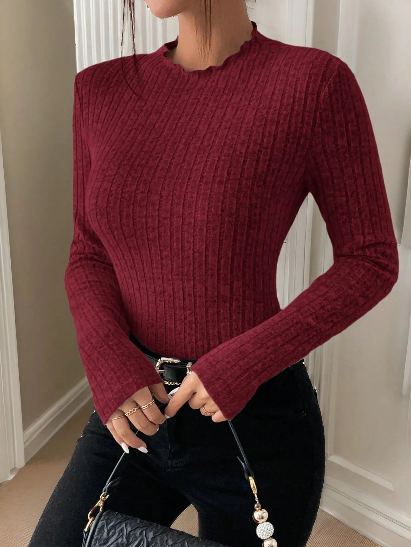 Blusa de Malha Gola Redonda Manga Longa Lenogue