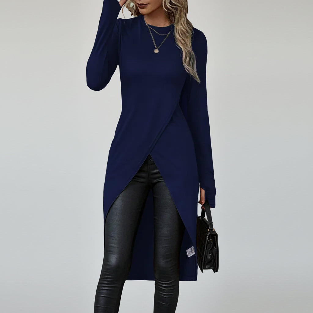 Blusa de Malha Transpassada Assimétrica Lenogue Azul / Pp