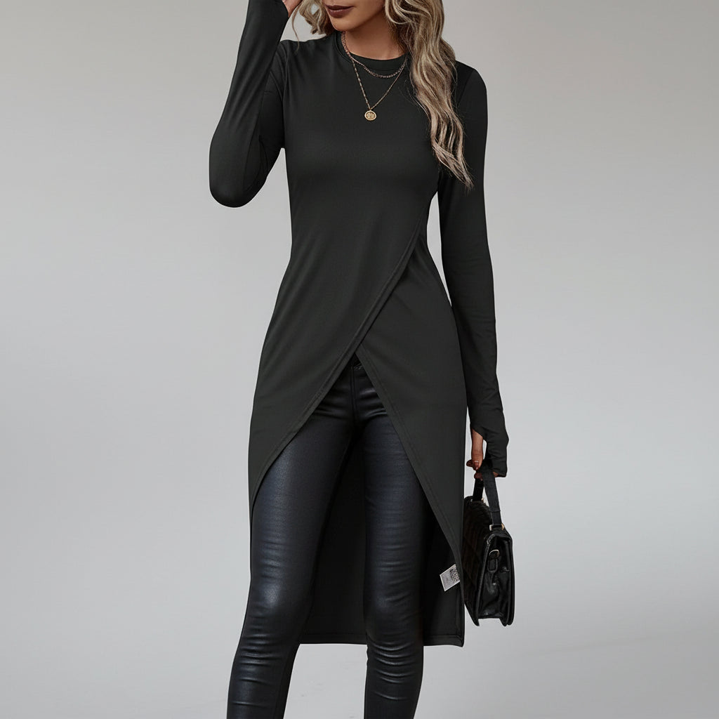 Blusa de Malha Transpassada Assimétrica Lenogue Preto / Pp