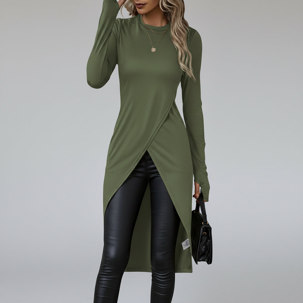 Blusa de Malha Transpassada Assimétrica Lenogue Verde / Pp