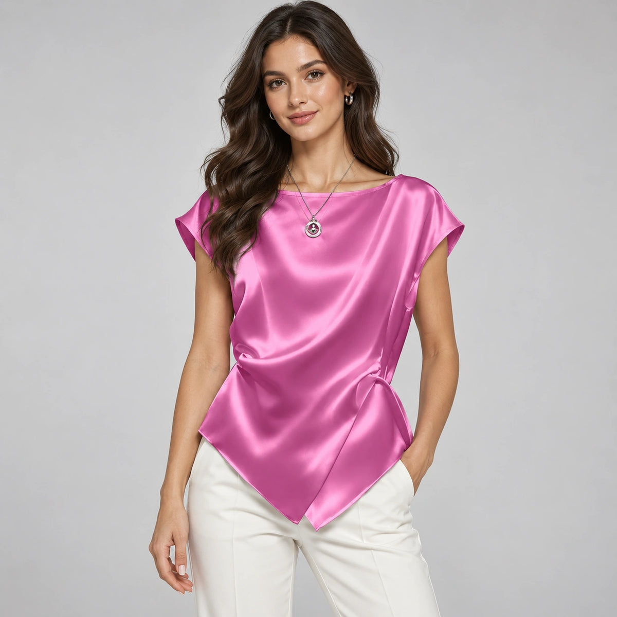 Blusa de Seda com Design Solto Chic Lenogue