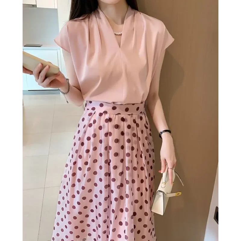 Blusa Social em Chiffon com Manga Curta para Escritório Lenogue Rosa / p