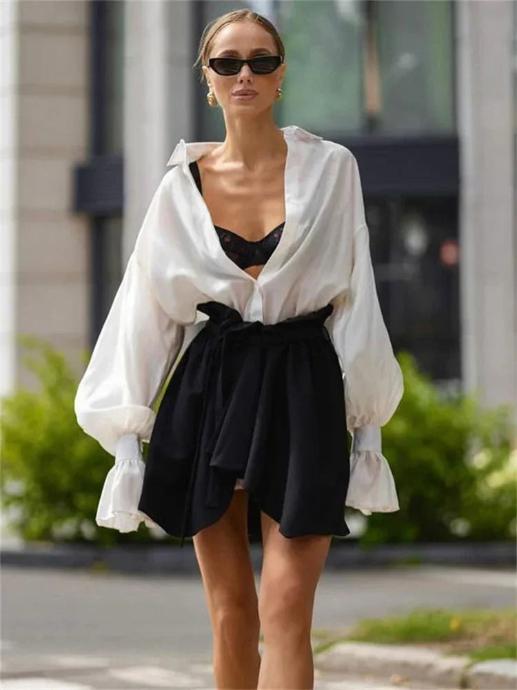 Blusa Transparente em Poliéster para Casual Chic Lenogue