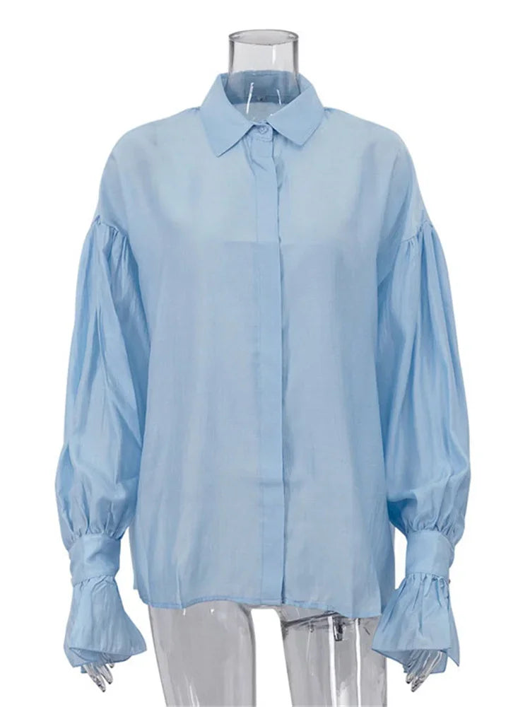 Blusa Transparente em Poliéster para Casual Chic Lenogue