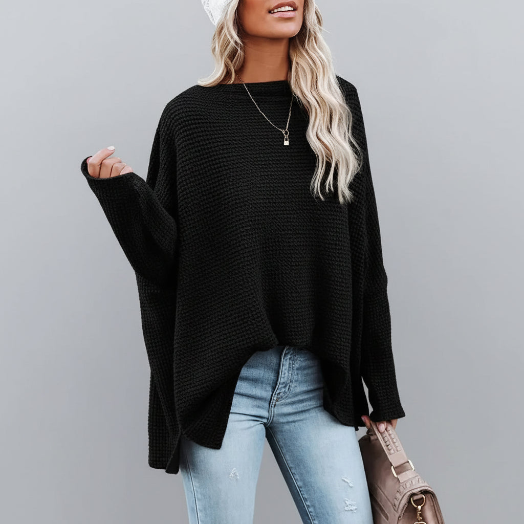 Blusa Tricot Waffle Decote Ombro a Manga Longa Lenogue Preto / p