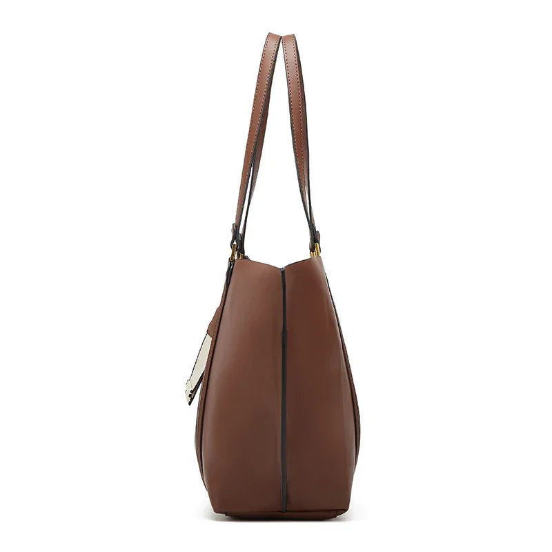 Bolsa Tote de Couro Sintético Minimalista com Alça Chic Lenogue
