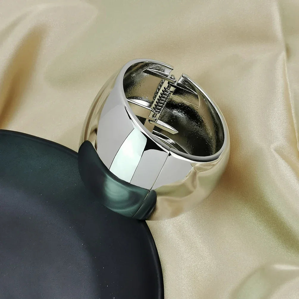 Bracelete Aro Aberto Largo Acabamento Polido Lenogue