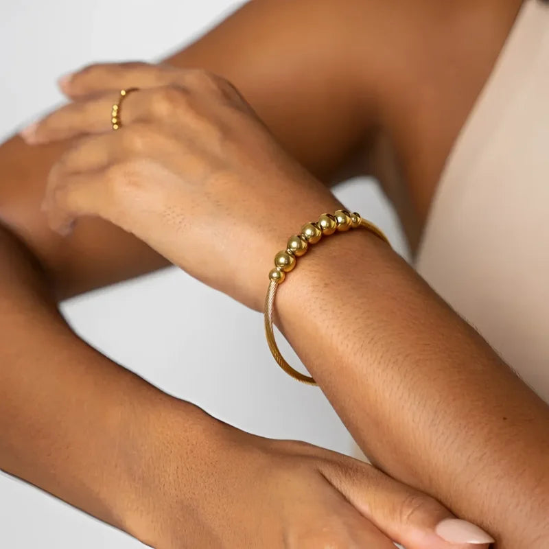 Bracelete Divine Anti Stress Ajustável Esferas Lenogue Ouro