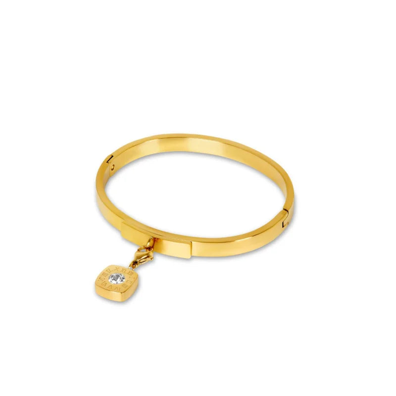 Bracelete Divine Square Charm Banhado em Ouro 18k Lenogue