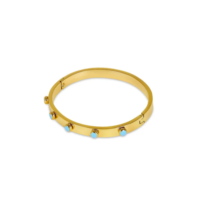 Bracelete Glamorous Aqua Stone Banhado em Ouro 18K Lenogue