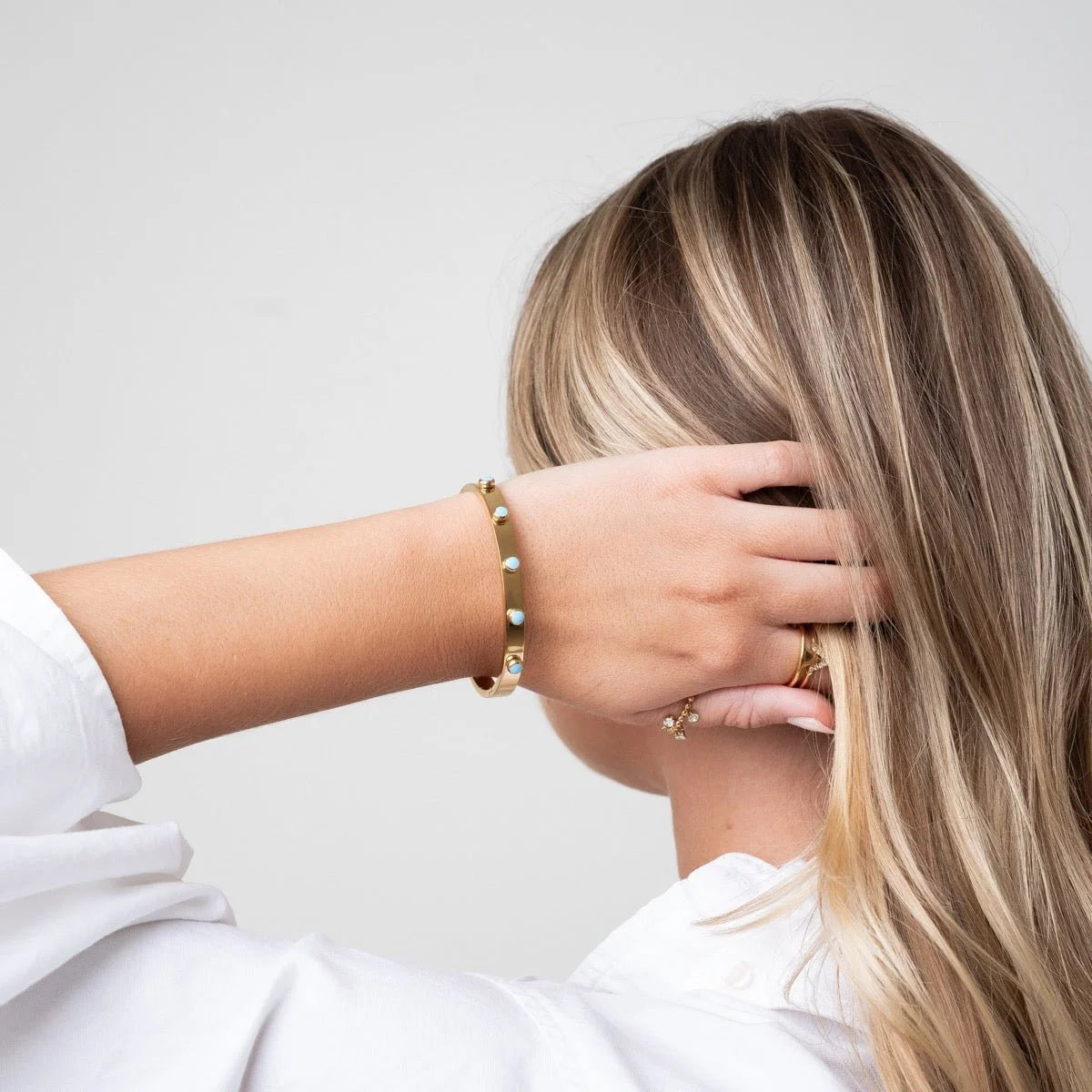 Bracelete Glamorous Aqua Stone Lenogue Ouro