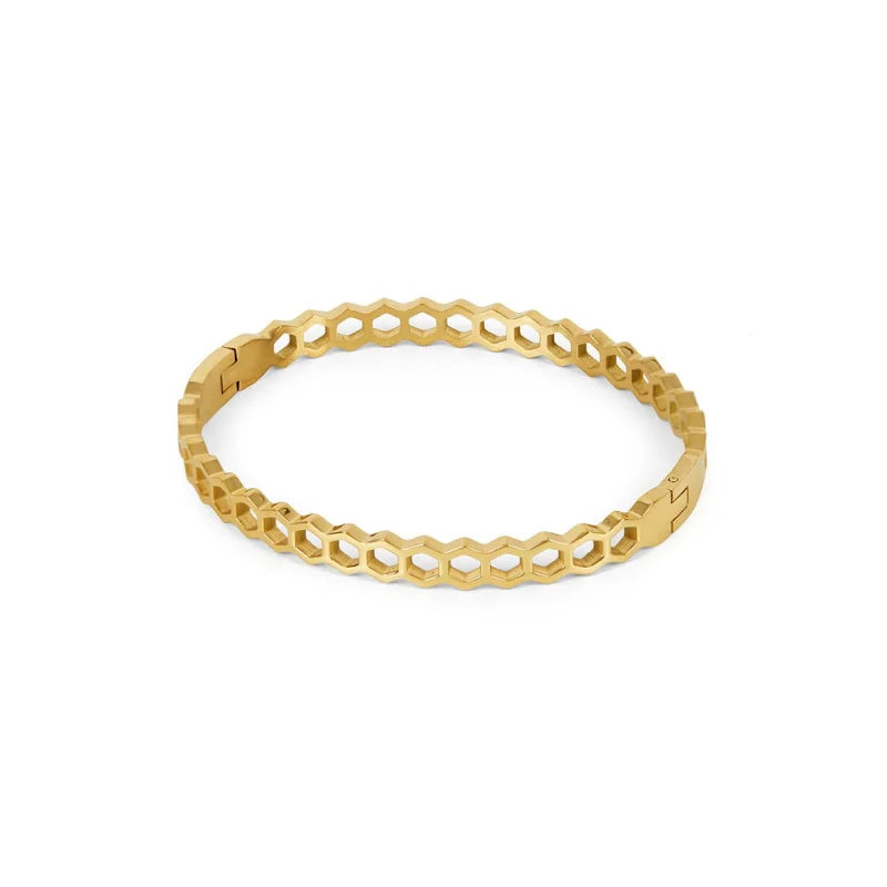 Bracelete Glamorous Favo de Mel Banhado em Ouro 18K Lenogue