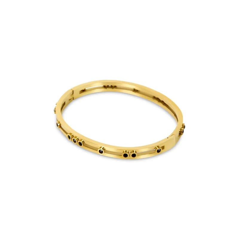 Bracelete Imperial Black Studs Banhado em Ouro 18k Lenogue