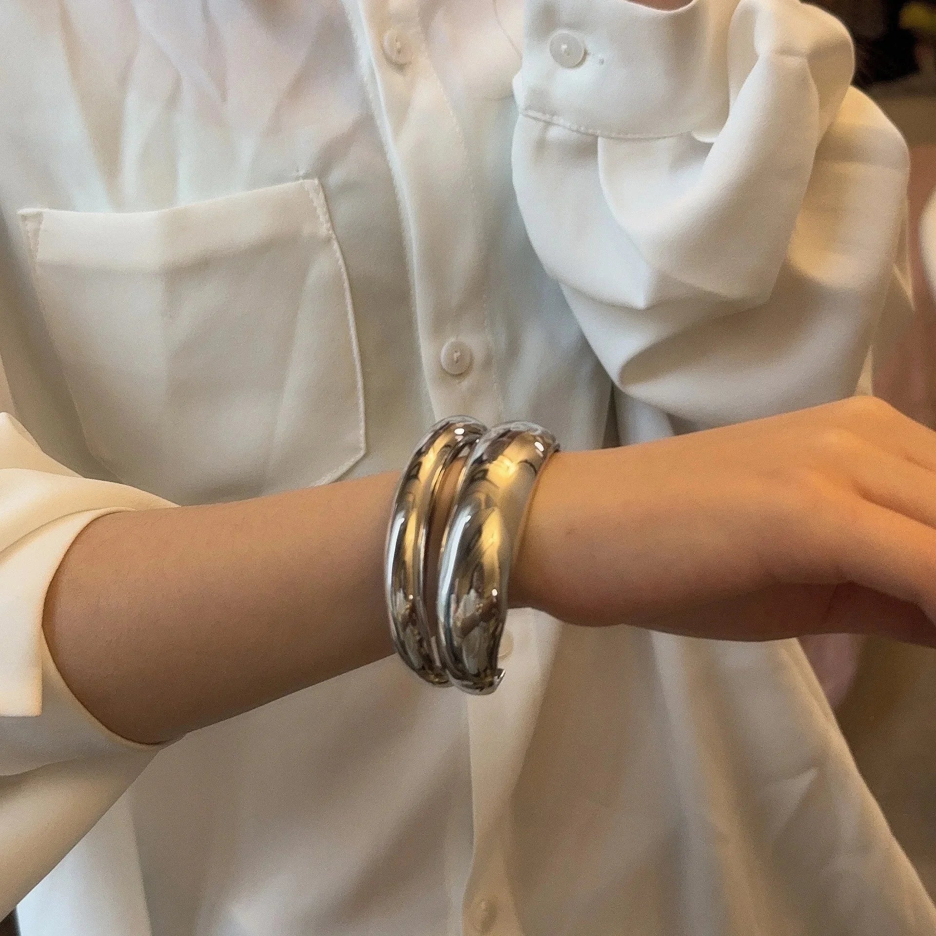 Bracelete Luxurious Metal Duplo Largo Design Vintage Lenogue