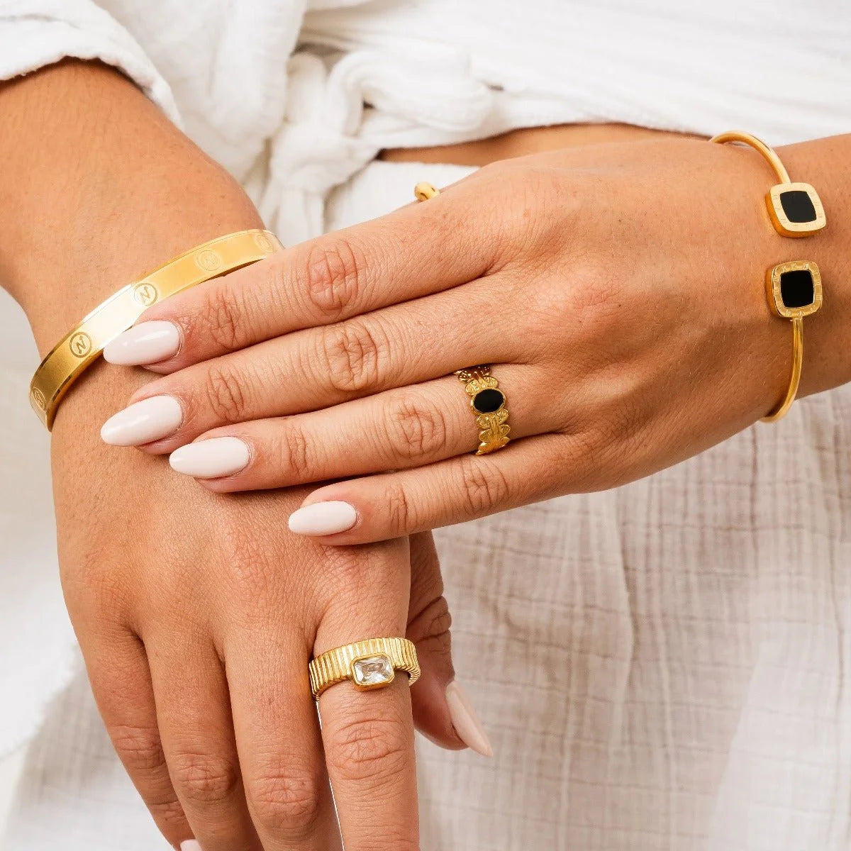 Bracelete Noble Bella ônix Lenogue Ouro