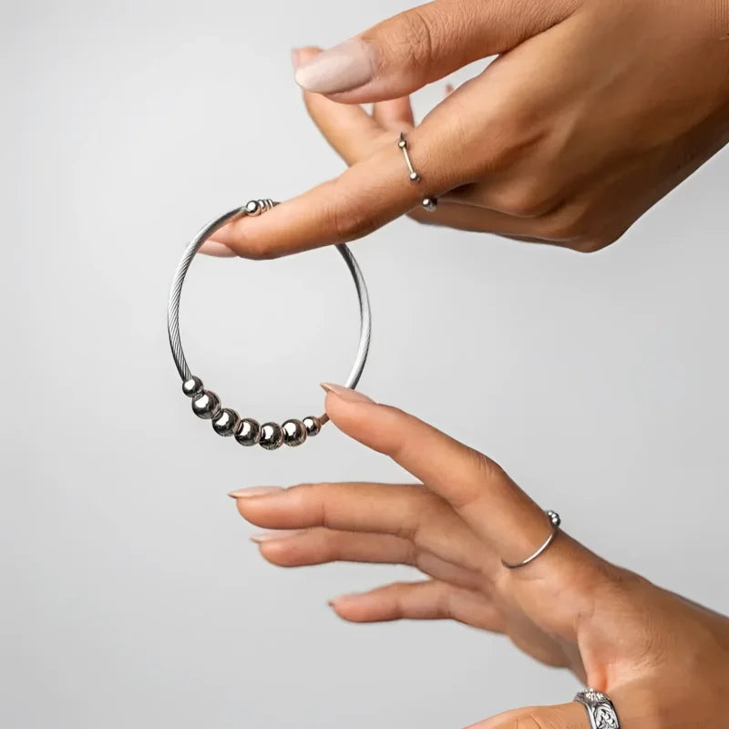 Bracelete Prestigious Anti Stress Ajustável Esferas Prata Lenogue
