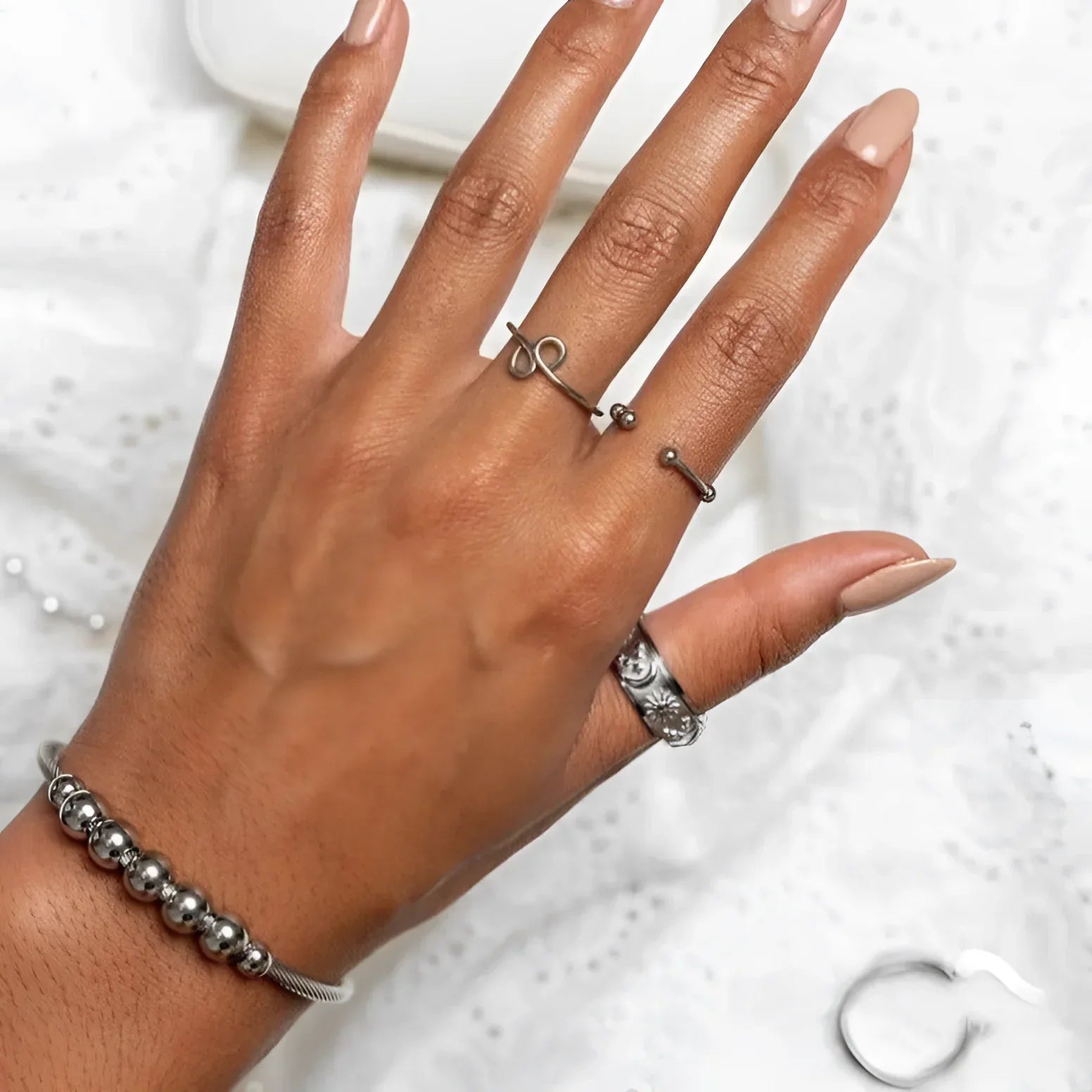 Bracelete Prestigious Anti-stress Ajustável Esferas Prata Lenogue