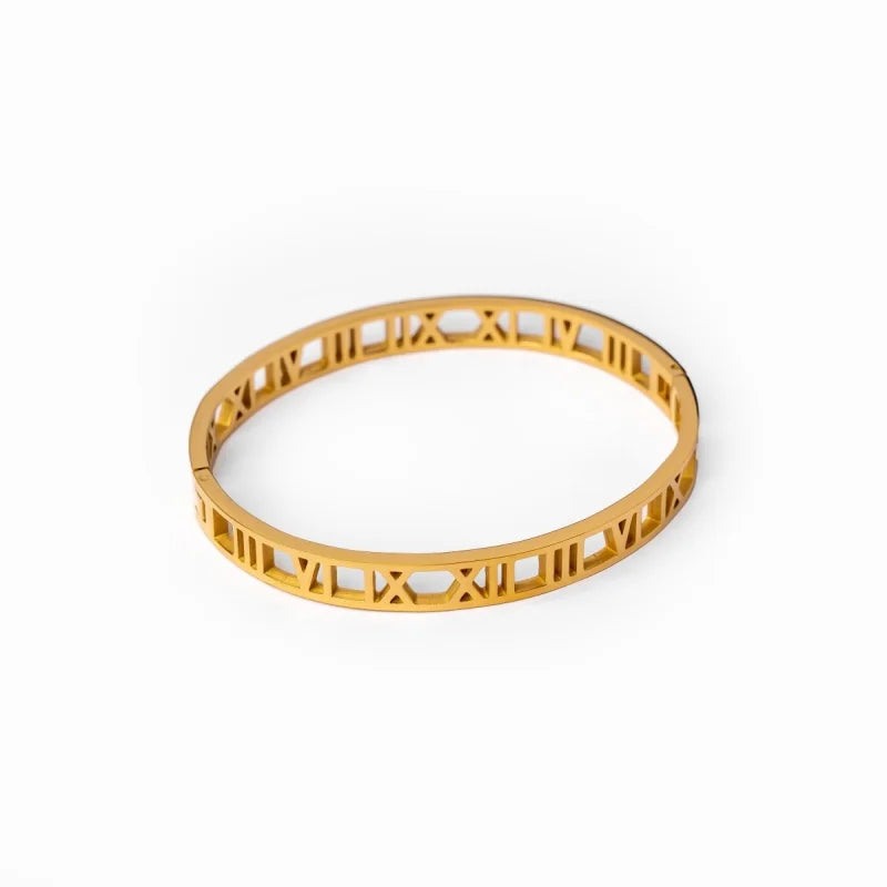 Bracelete Prestigious Numeral Romanos Banhado em Ouro 18K Lenogue