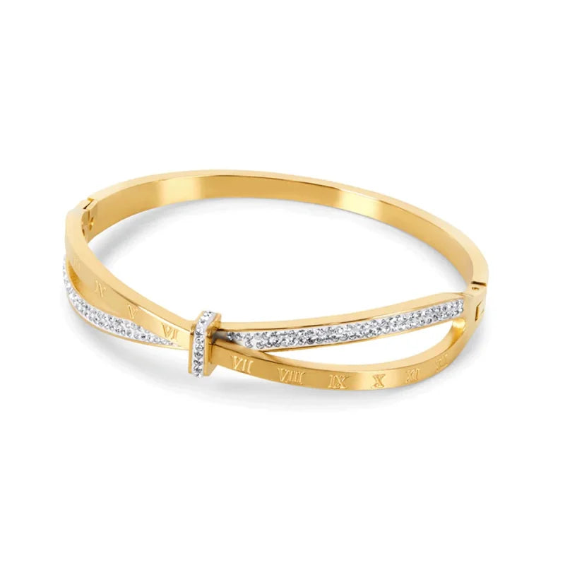 Bracelete Pure Romano Zircônia Banhado em Ouro 18K Lenogue