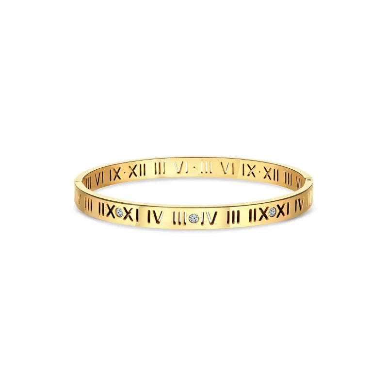 Bracelete Royal Algarismo Romanos Banhado em Ouro 18K Lenogue