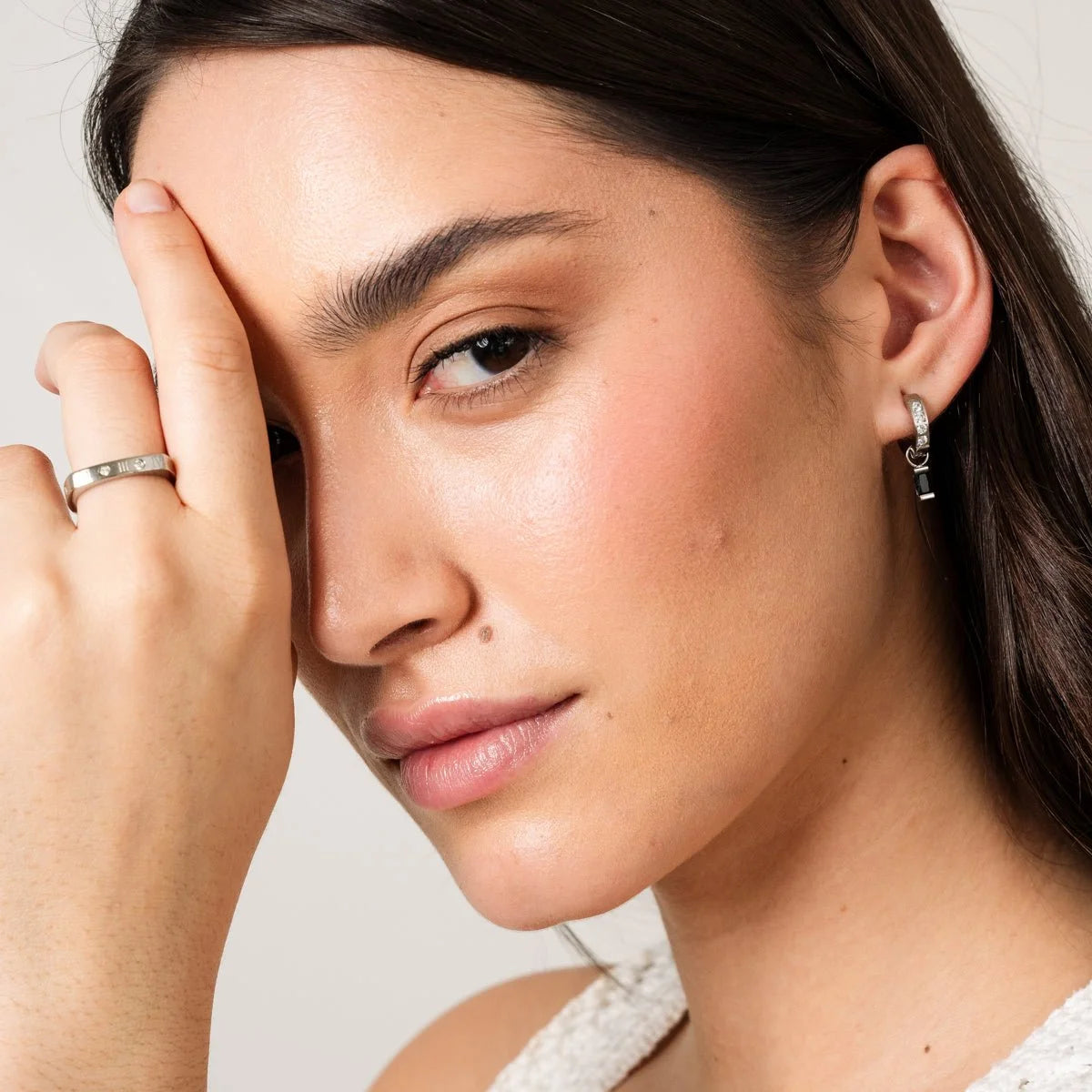 Brinco Imperial Argola Black Diamond Prata Lenogue