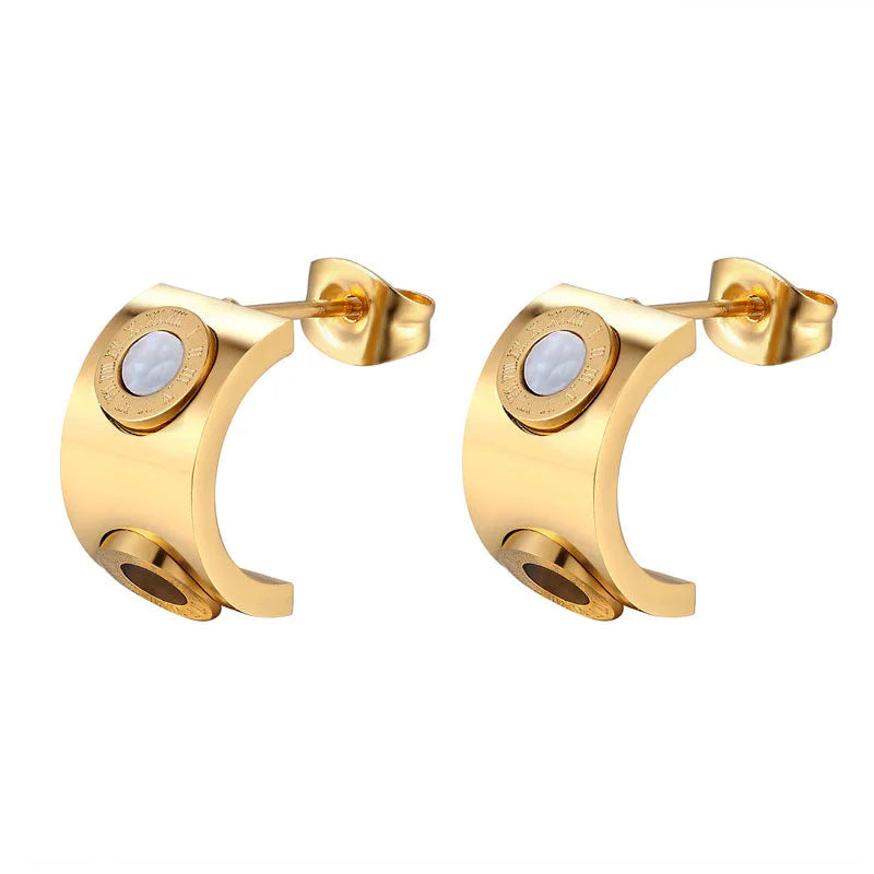 Brinco Luxurious Giratório Numeral Romanos Lenogue Ouro