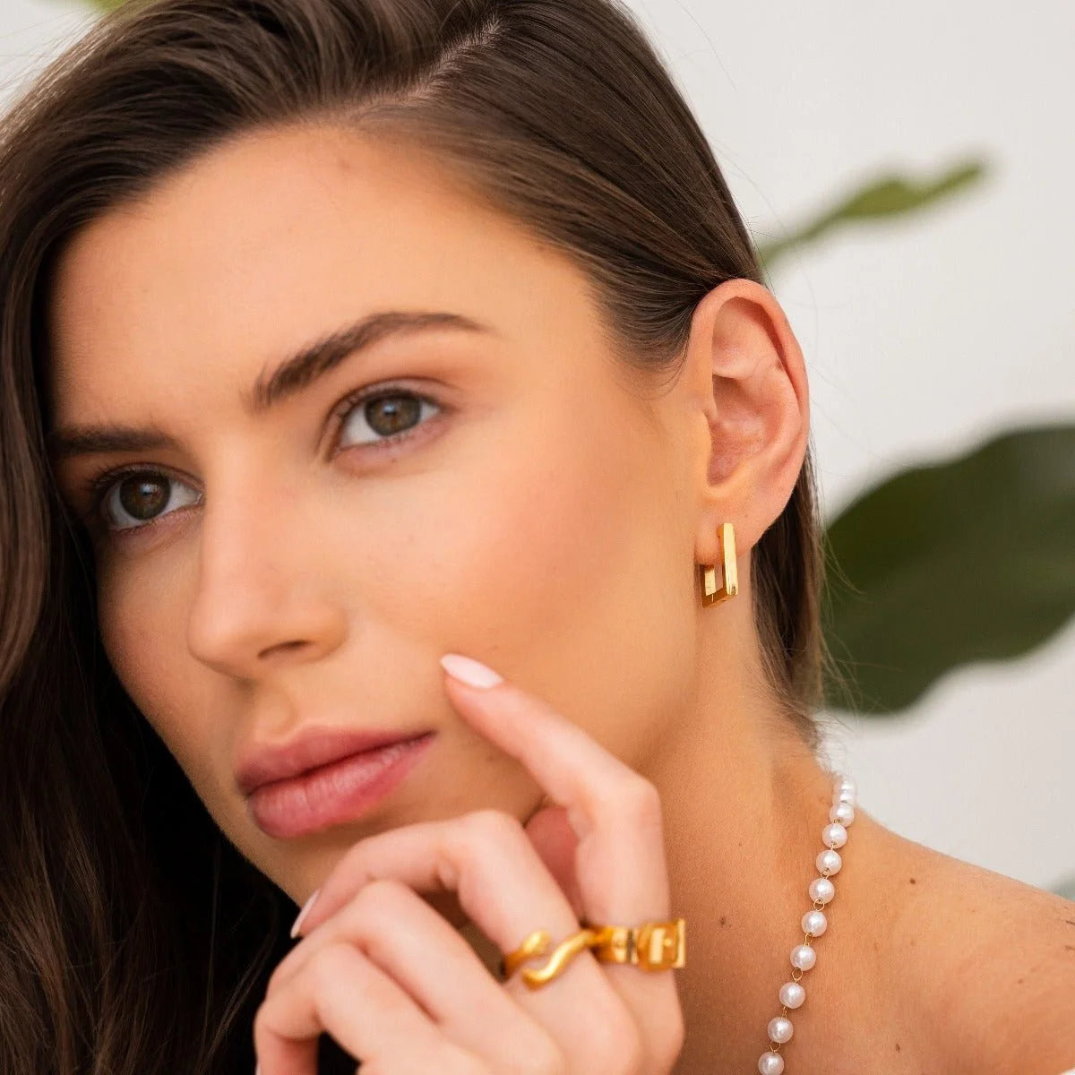 Brinco Prestigious Argola Quadrada Leonor Lenogue Ouro