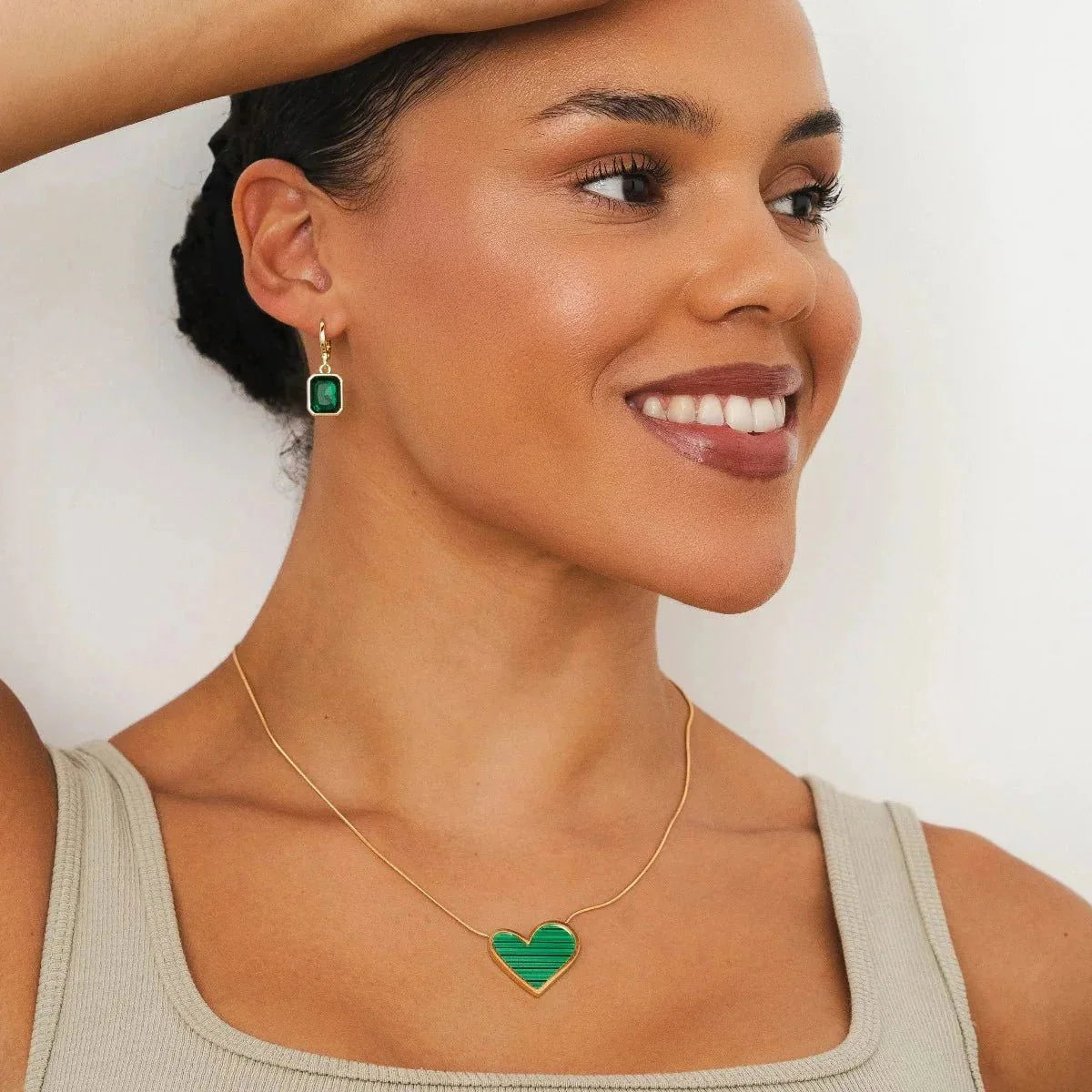 Brinco Pure Argolinha Cristal Verde Lenogue Ouro