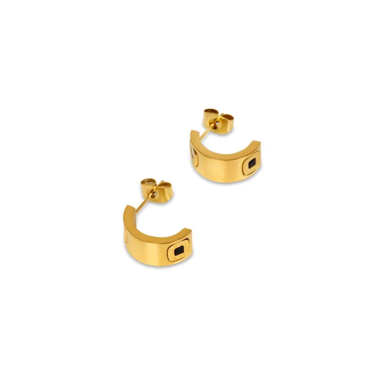 Brinco Pure Square Charm Banhado em Ouro 18k Lenogue