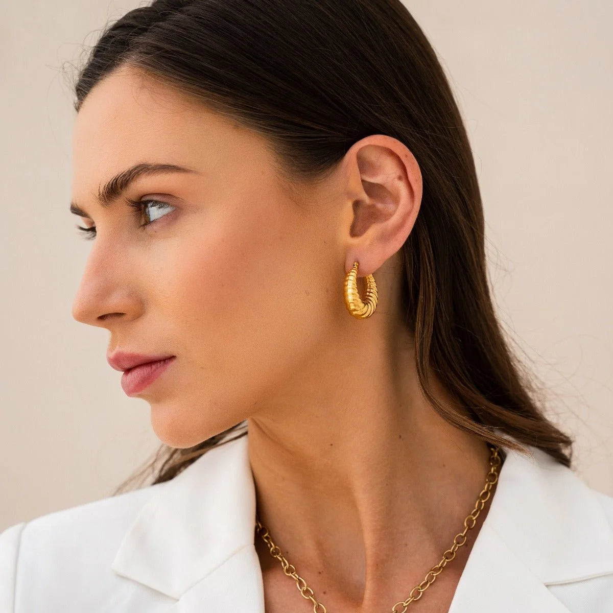 Brinco Radiant de Argola Croissant Lenogue Ouro