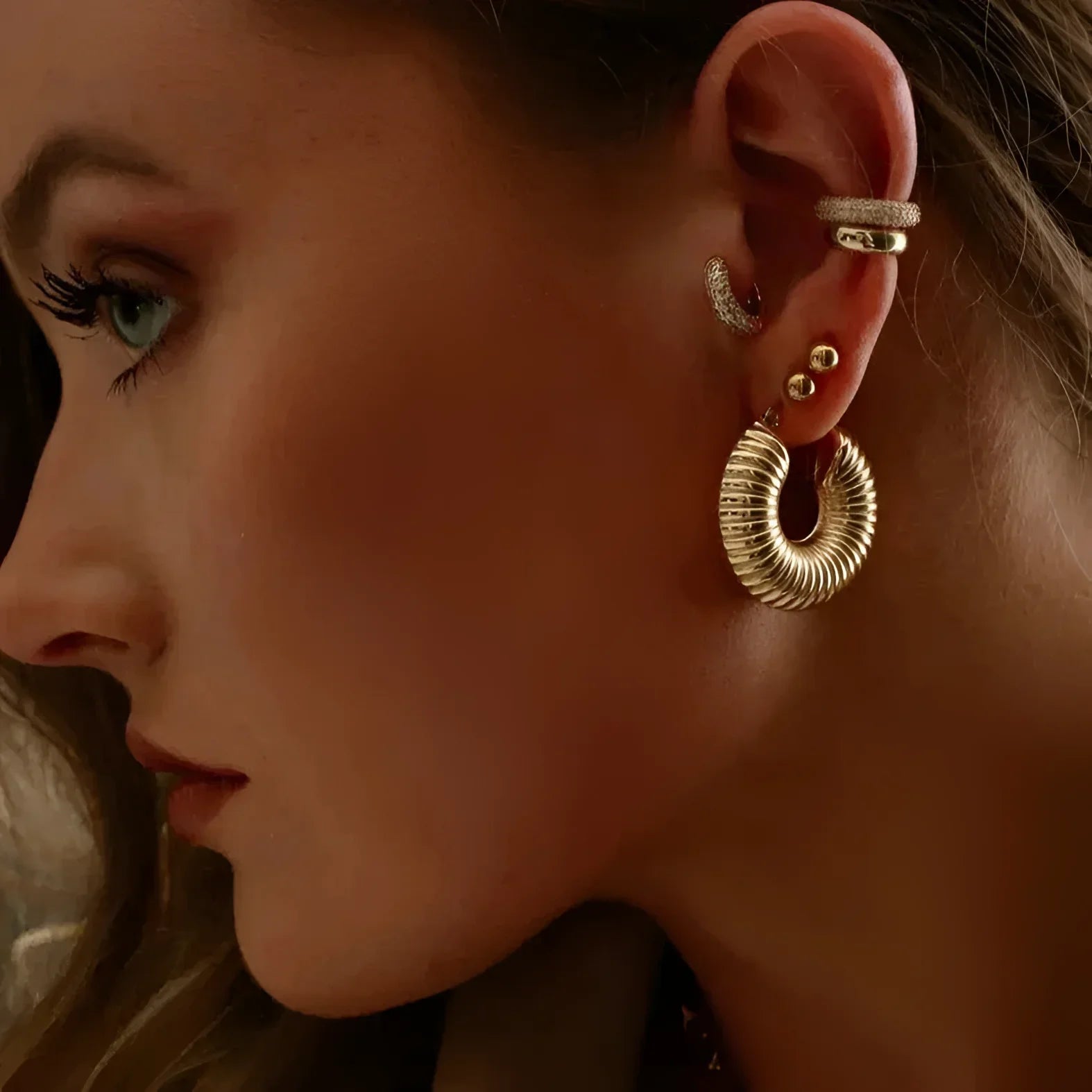 Brincos Glamorous de Argolas Bold Ziza Lenogue Ouro