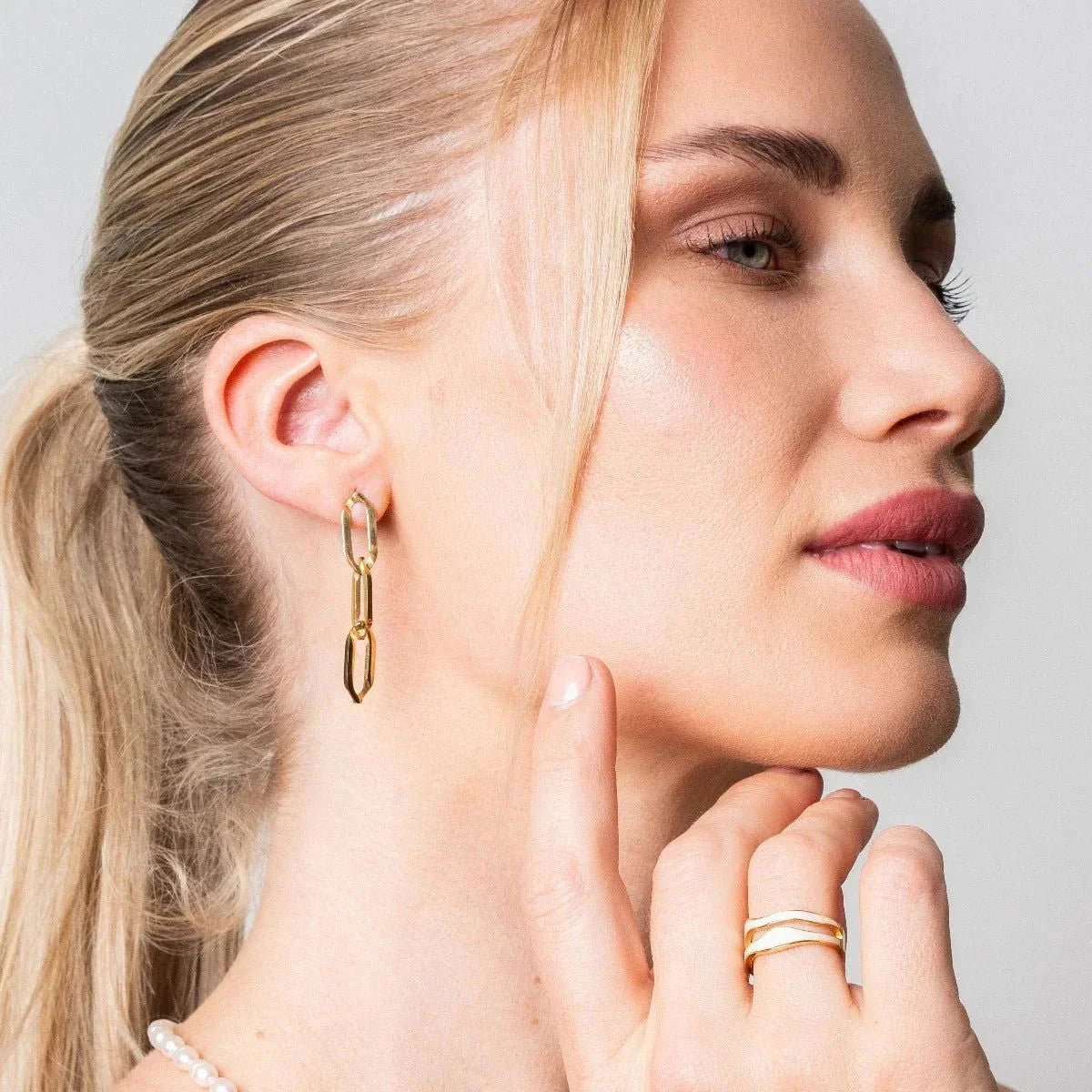 Brincos Noble Pendentes Elo Lenogue Ouro