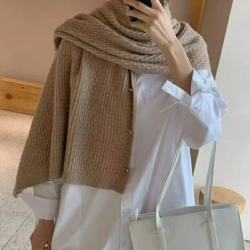 Cachecol em Cashmere com Botões para Inverno Lenogue