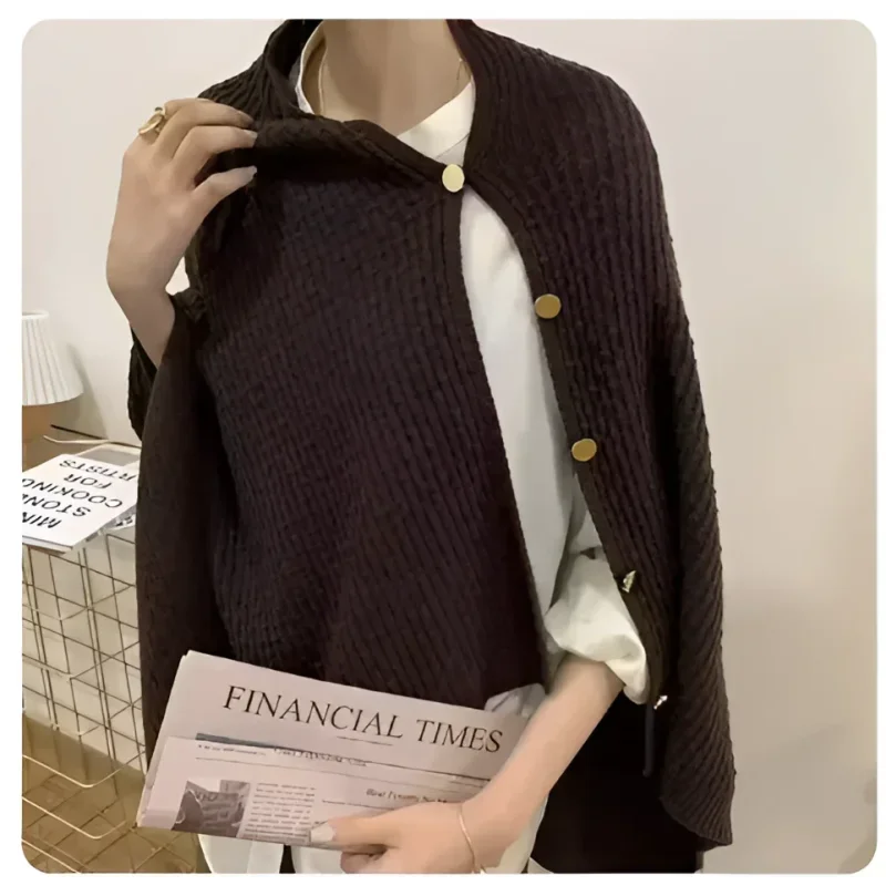 Cachecol em Cashmere com Botões para Inverno Lenogue