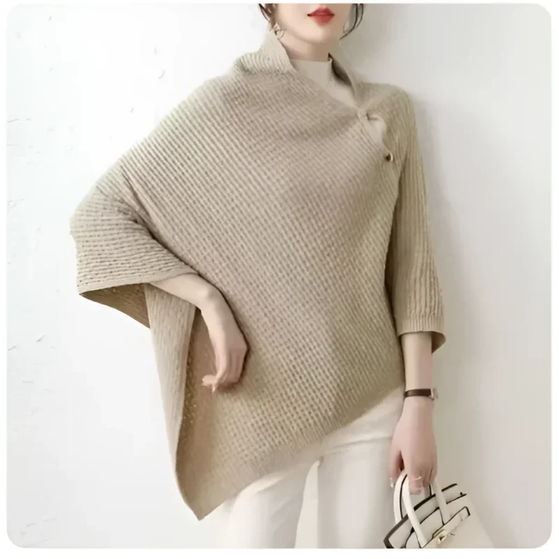 Cachecol em Cashmere com Botões para Inverno Lenogue Bege