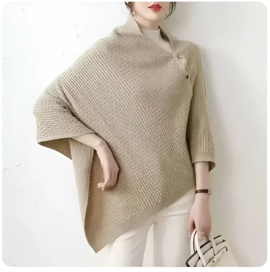 Cachecol em Cashmere com Botões para Inverno Lenogue Bege