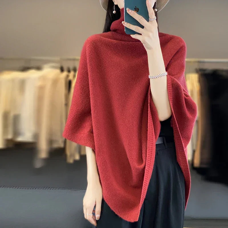 Cachecol em Lã Merino Pura para Inverno e Viagens Lenogue Vermelho