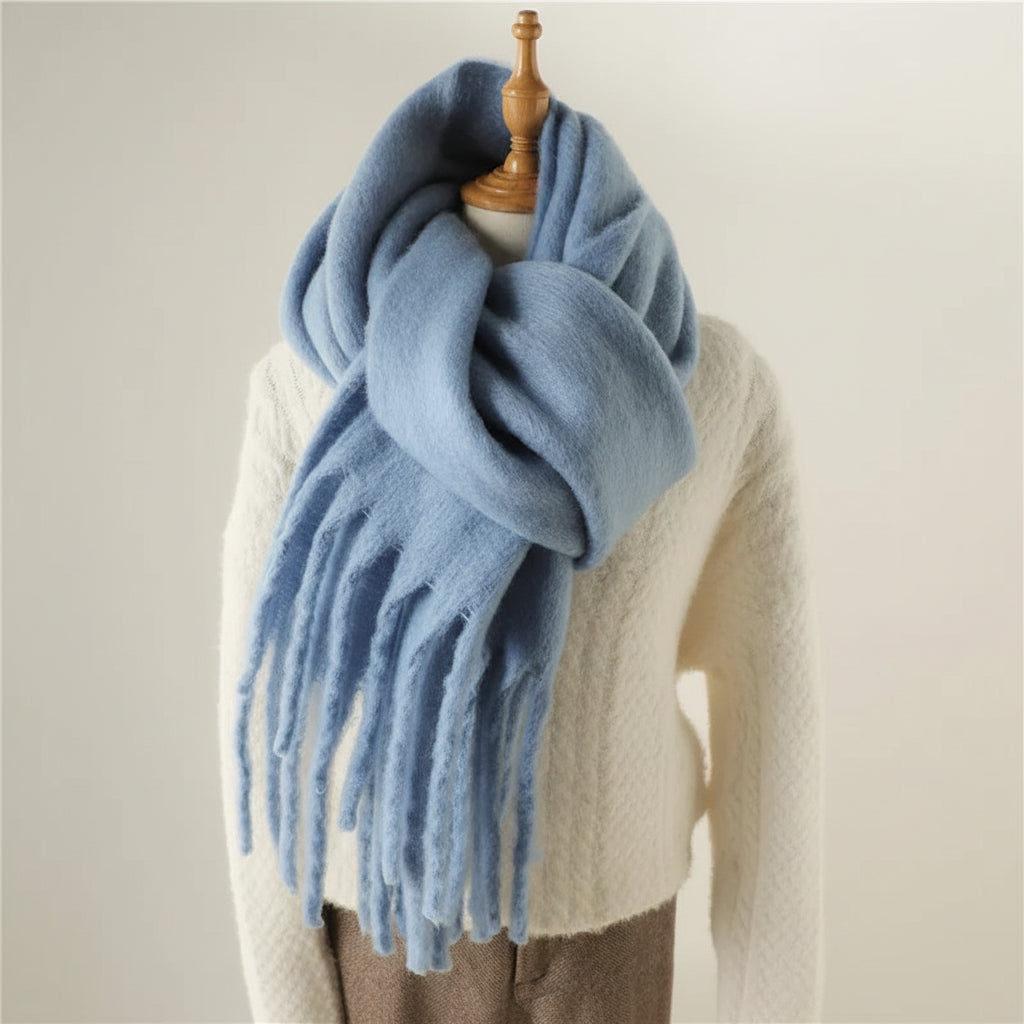 Cachecol Pashmina Toque de Cashmere para Inverno Lenogue Azul
