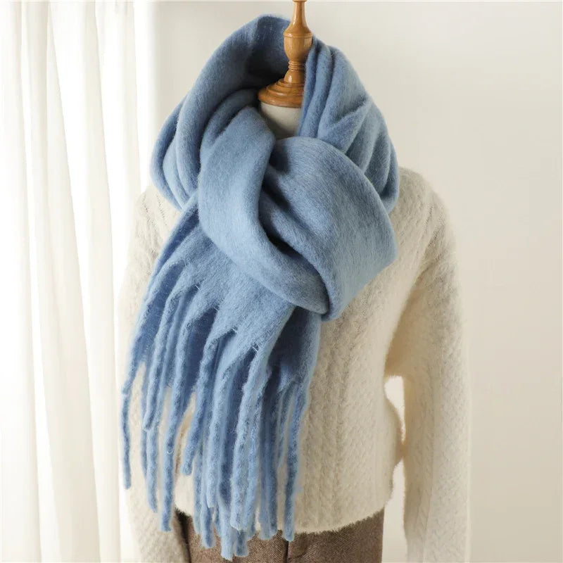 Cachecol Pashmina Toque de Cashmere para Inverno Lenogue Azul