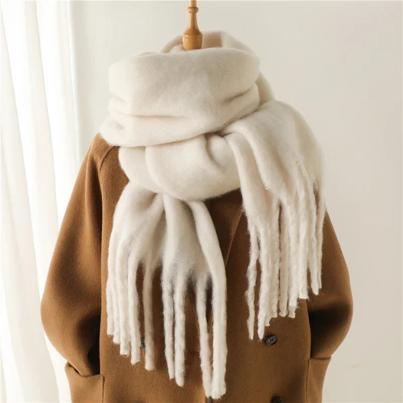 Cachecol Pashmina Toque de Cashmere para Inverno Lenogue Bege