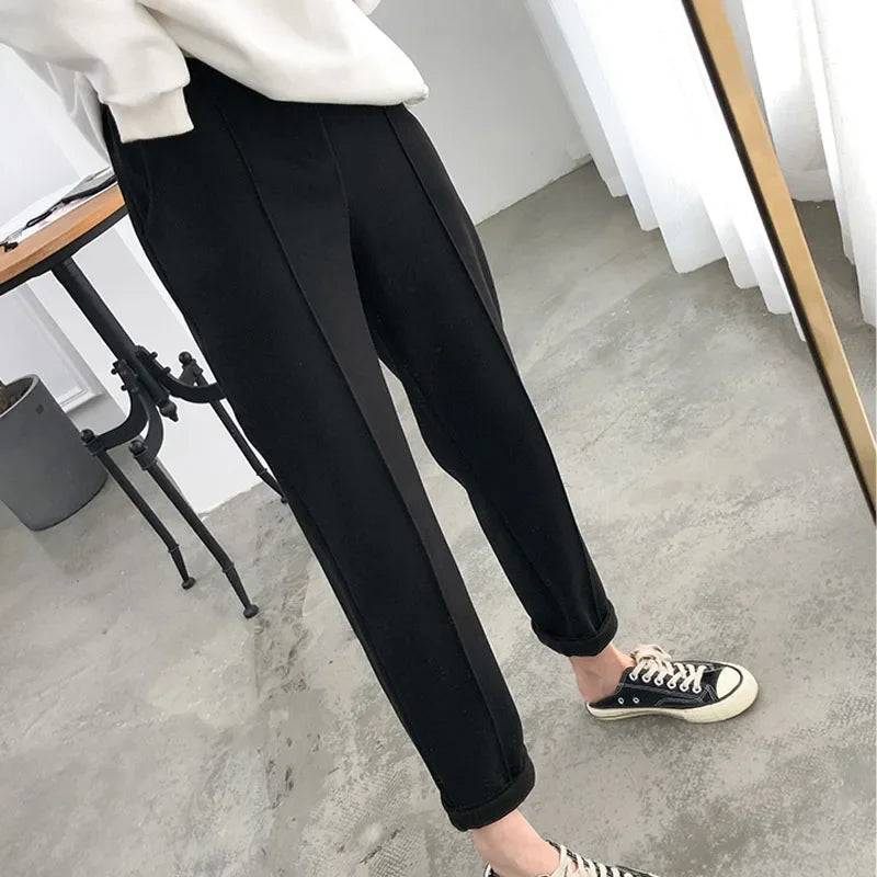 Calça de Alfaiataria Ajustada com Cintura Alta para Escritório Lenogue Preto / p