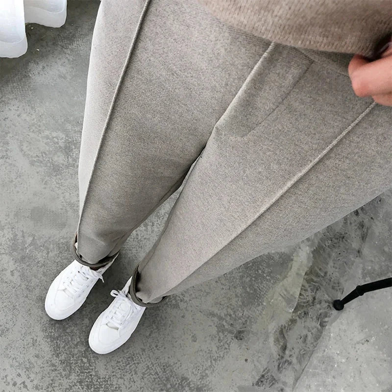 Calça de Alfaiataria Ajustada com Cintura Alta para Escritório Lenogue