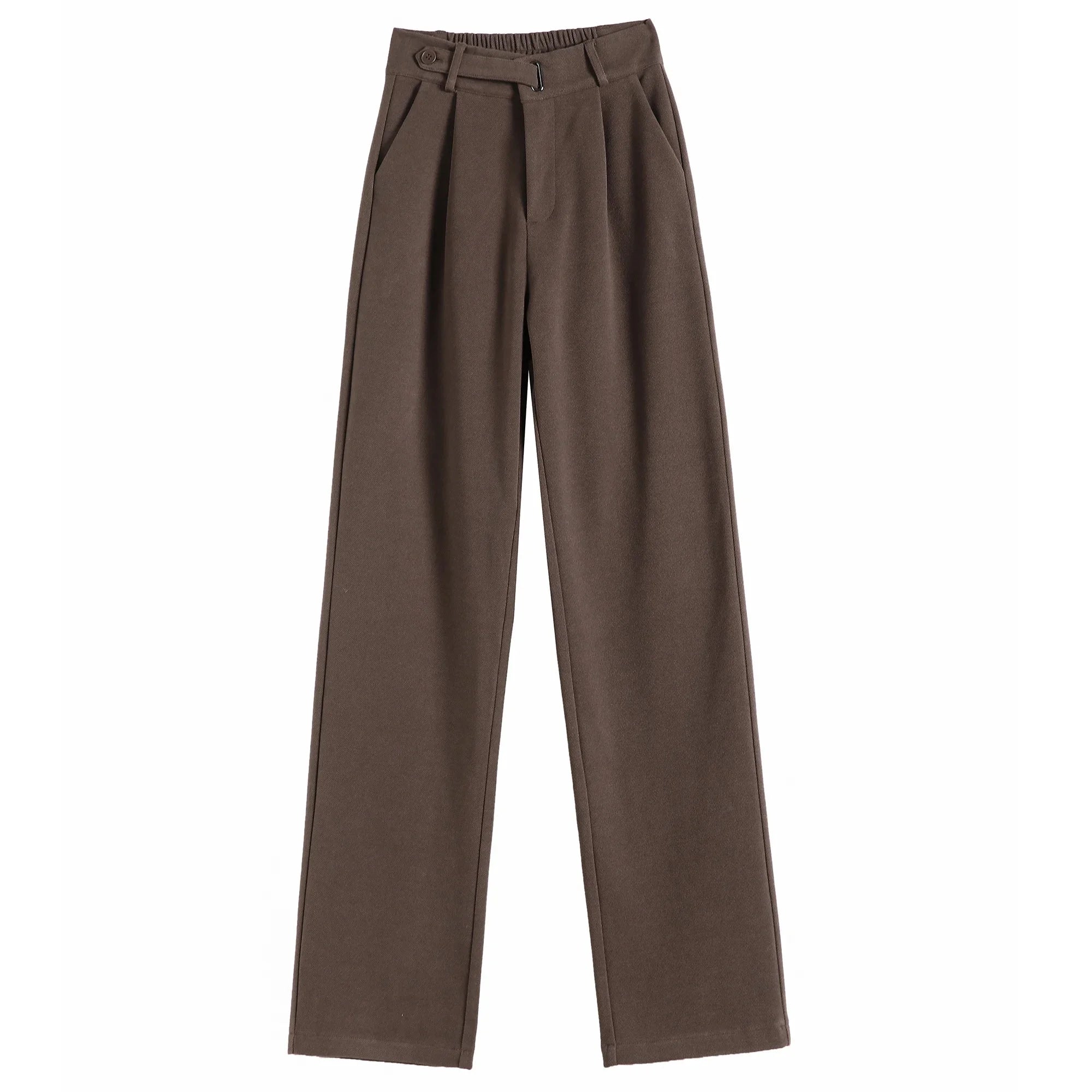 Calça Pantalona de Cintura Alta em Lã para Uso Casual Lenogue