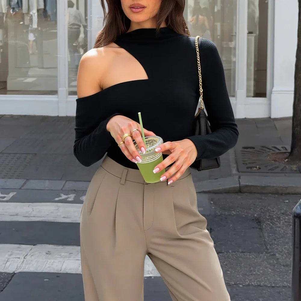 Camiseta de Malha Gola Redonda Manga Longa Lenogue