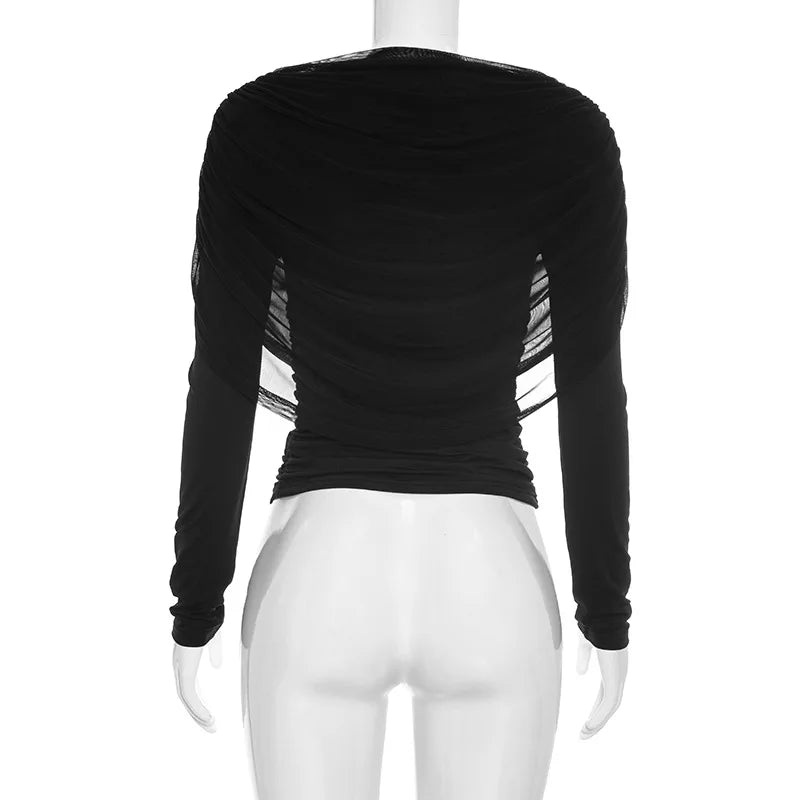 Camiseta de Tricô com Manga Longa e Gola Redonda Éclat Lenogue