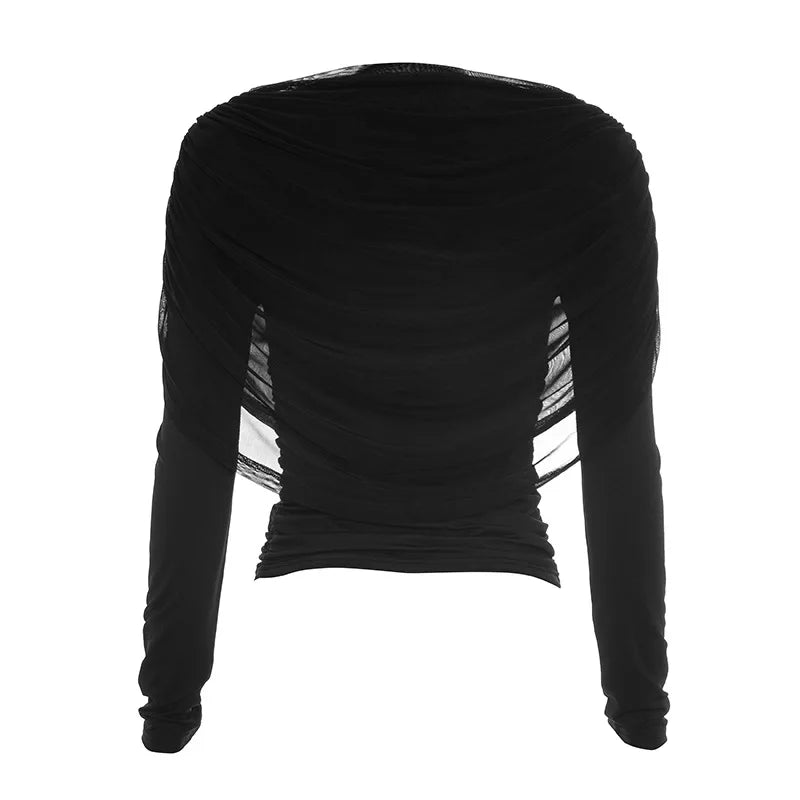 Camiseta de Tricô com Manga Longa e Gola Redonda Éclat Lenogue