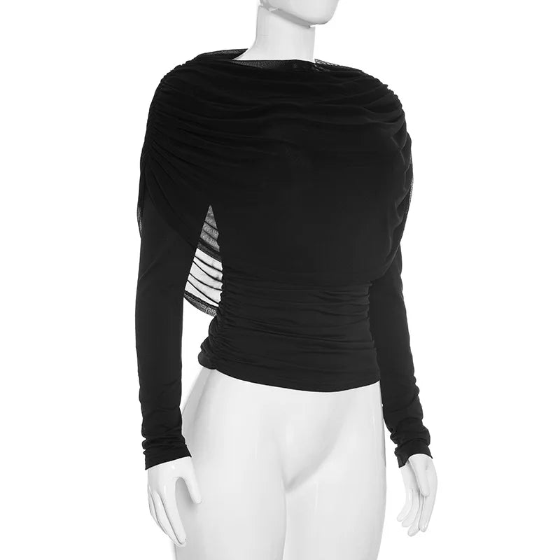 Camiseta de Tricô com Manga Longa e Gola Redonda Éclat Lenogue