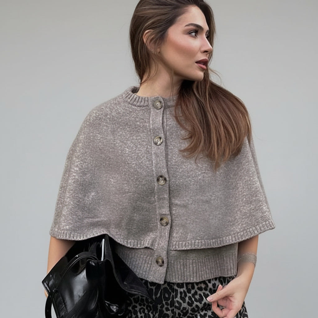 Cardigã Capa Cropped em Tricot para Casual Chic Lenogue Cinza / p