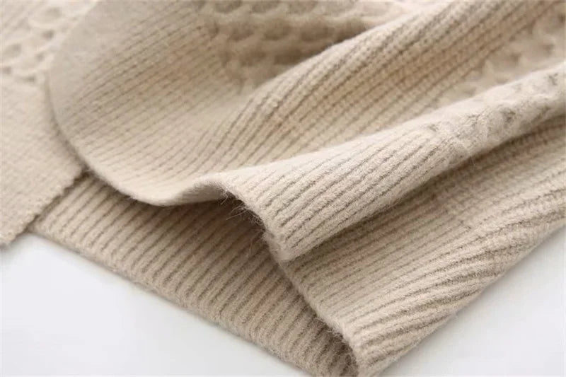 Cardigã Casual Longo em Tricot com Manga Lanterna Lenogue