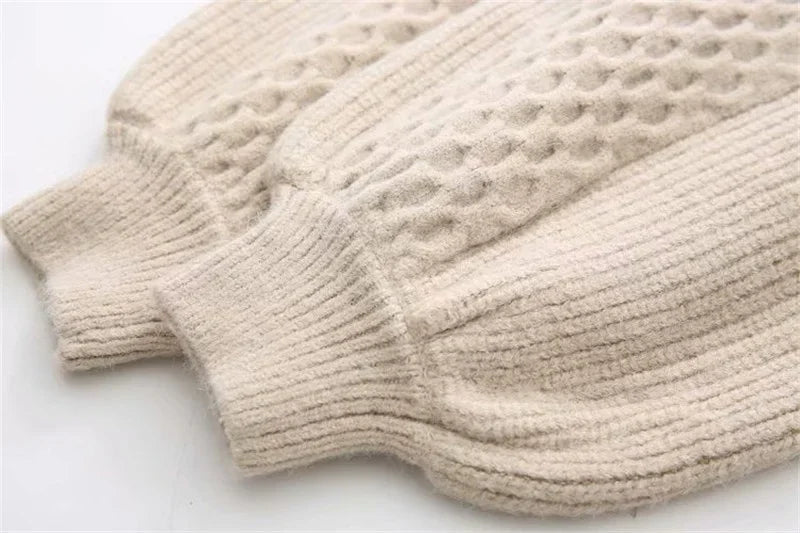 Cardigã Casual Longo em Tricot com Manga Lanterna Lenogue